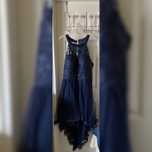 Dark Blue Sparkly and Glittery Prom Dress